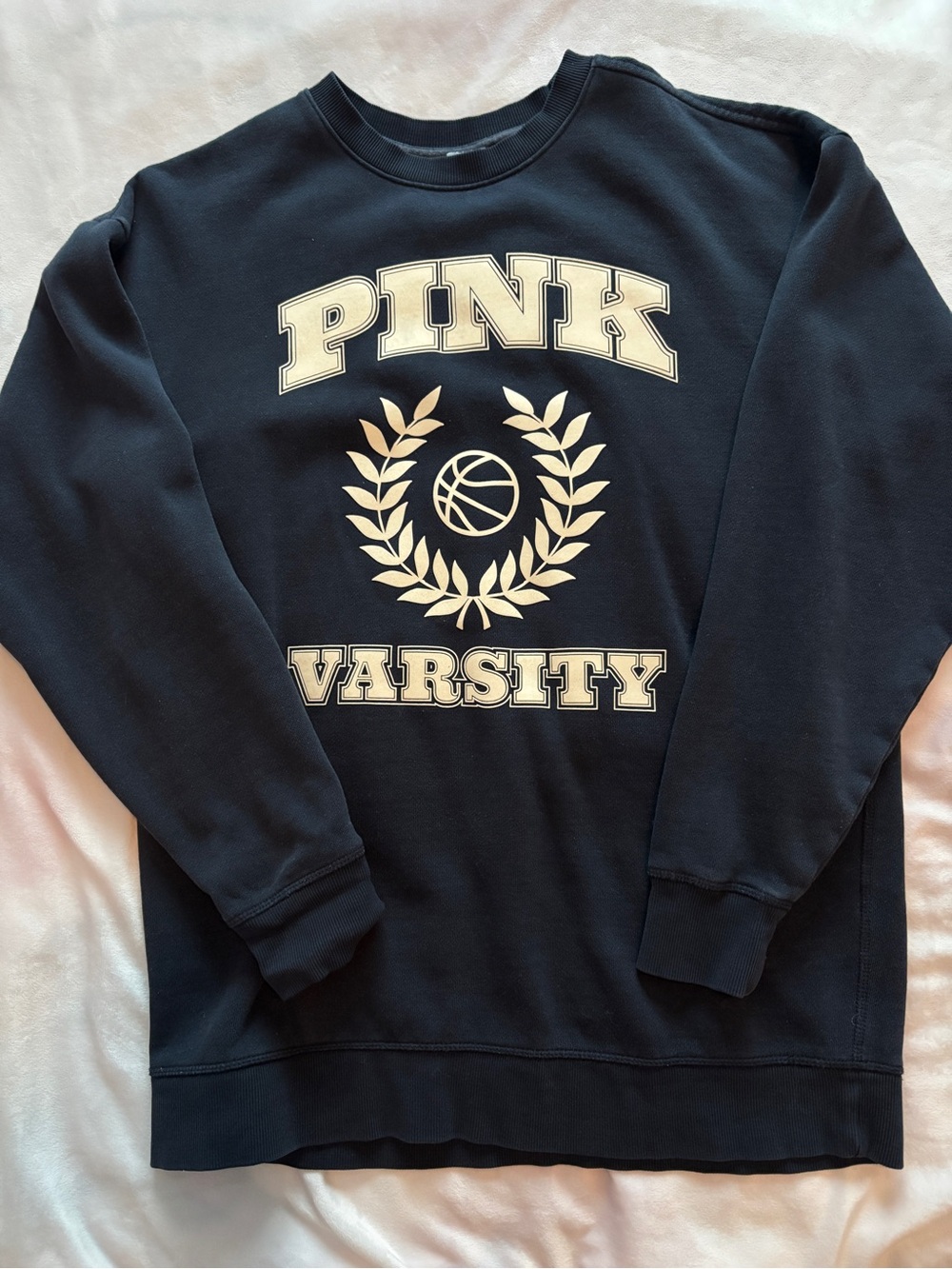 PINK Victoria's Secret Varsity Navy Crewneck Sweatshirt